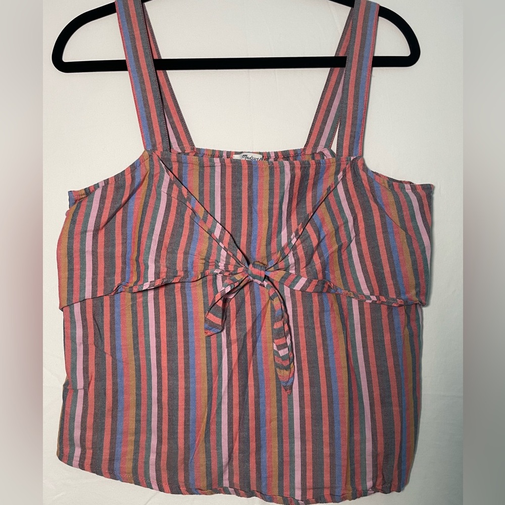 Madewell Womens Tie-Front Cami Top in Rainbow Stripe size 8 EUC